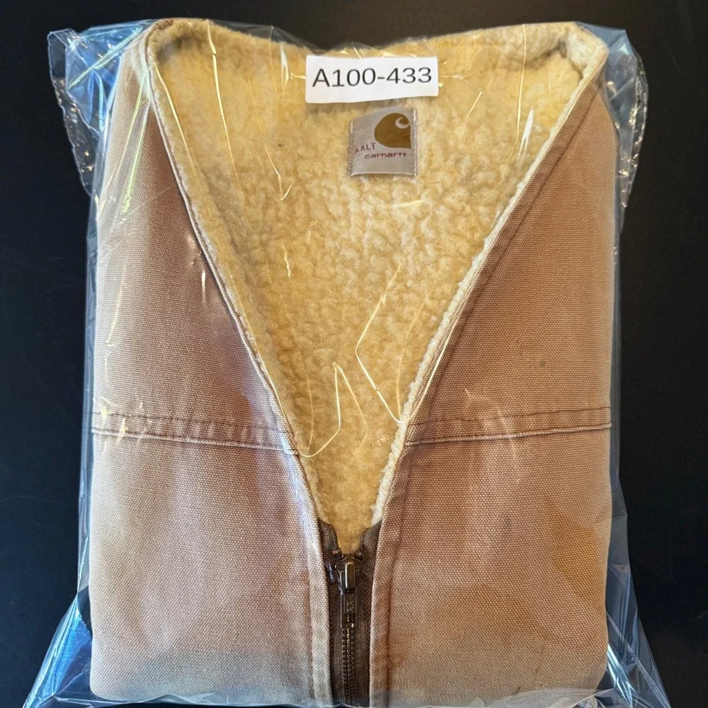 Vintage Carhartt Sherpa Lined Duck Canvas Vest Mens XXLT Tan Brown V02 BRN‎